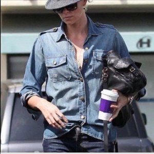 CURRENT ELLIOTT Perfect Shirt Chambray Top XS